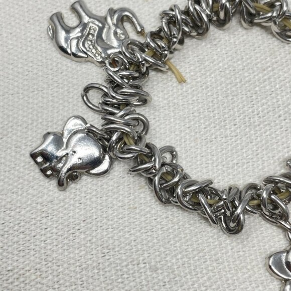Elephant Charm Bracelet Silver-Tone Chain Stretch Dangle‎ - Picture 6 of 7